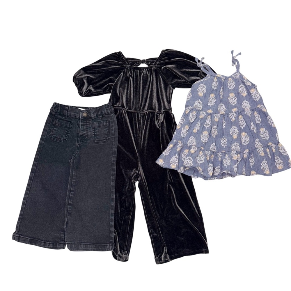 Old Navy Black Velvet jumpsuit, dress and Jessica Simpson baggy jeans size 24m